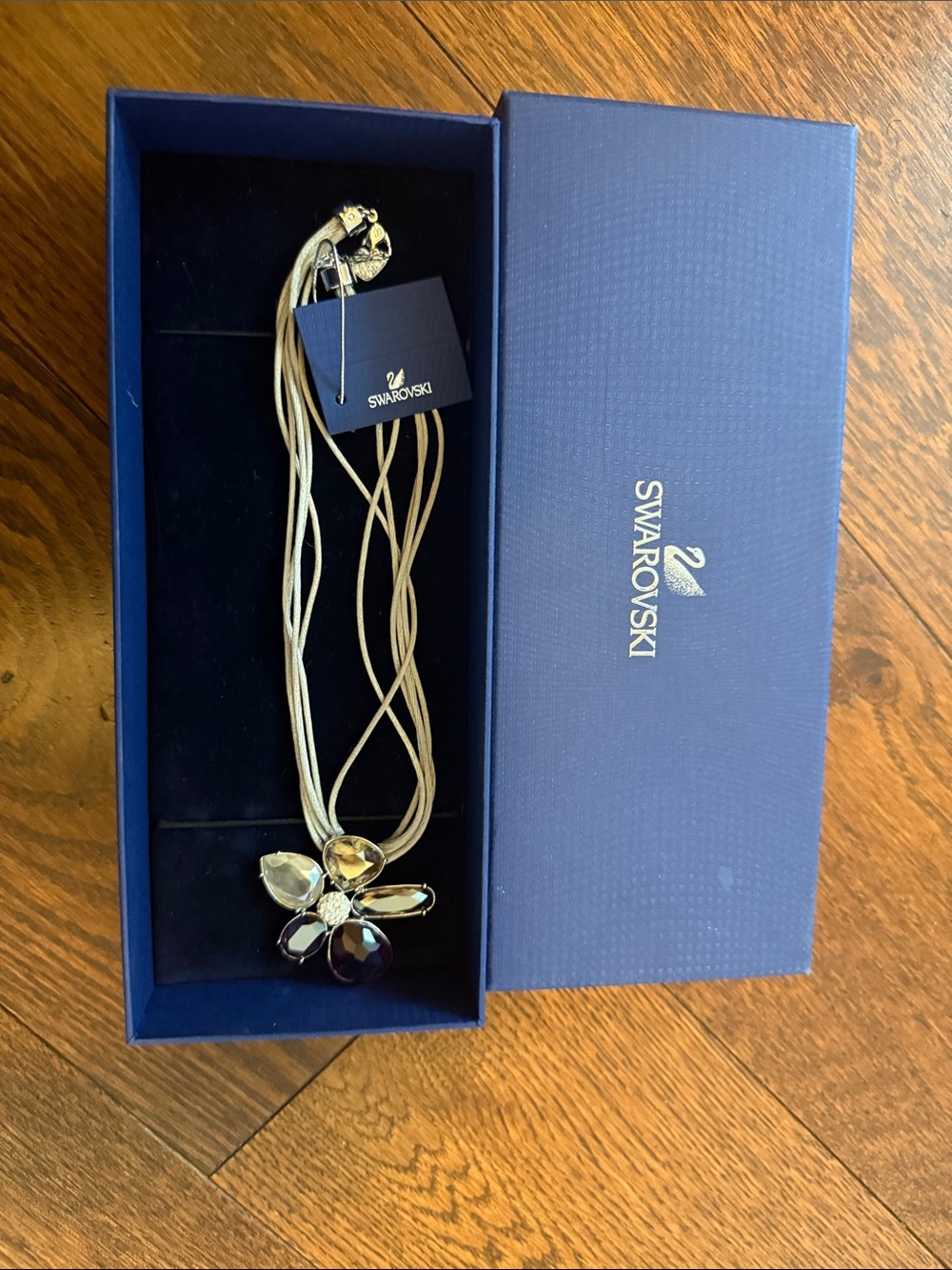 Swarovski Gold-Tone Multi-Crystal Flower Pendant Necklace